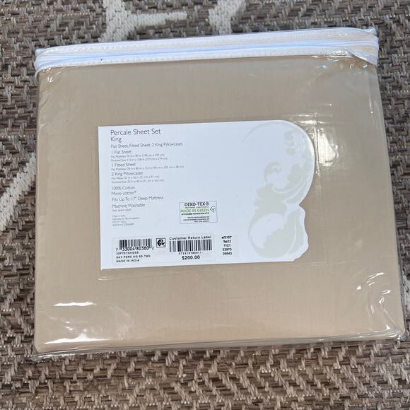 Sky Percale Sheet Set- King - Picture 5 of 5